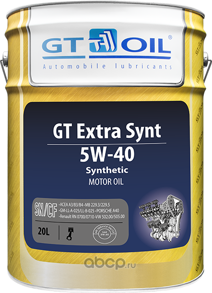 Масло моторное синтетическое GT Extra Synt 5W-40, 20л